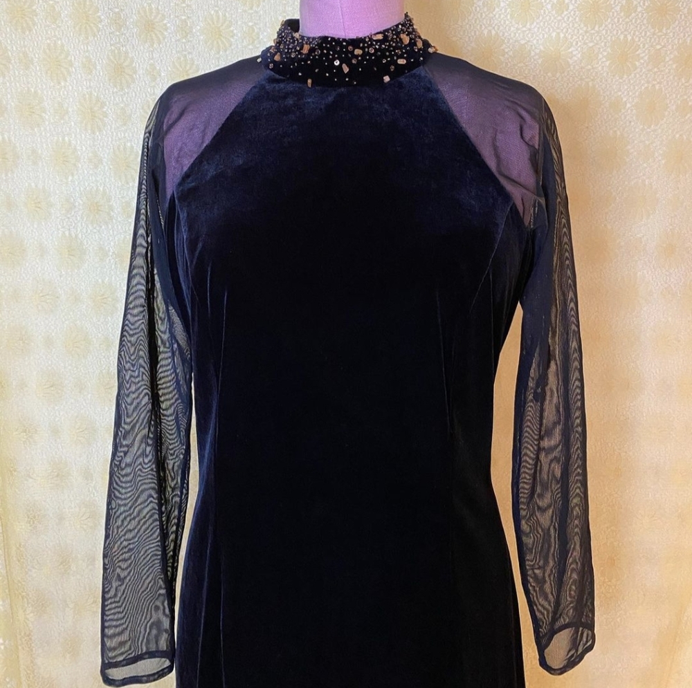 90s Black Velvet Dress